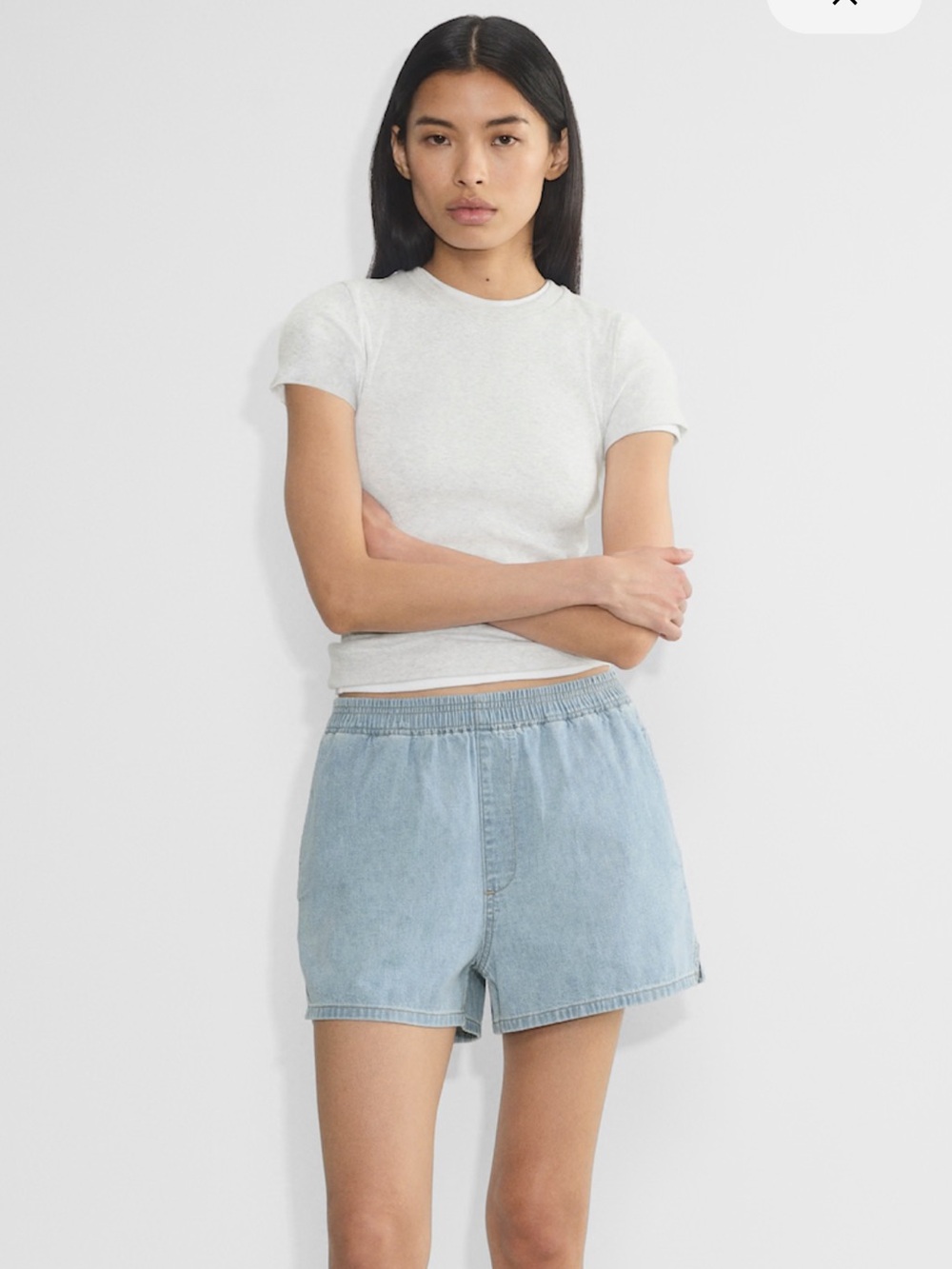 Denim Forum Light Blue Denim Women's Pull-On Shorts